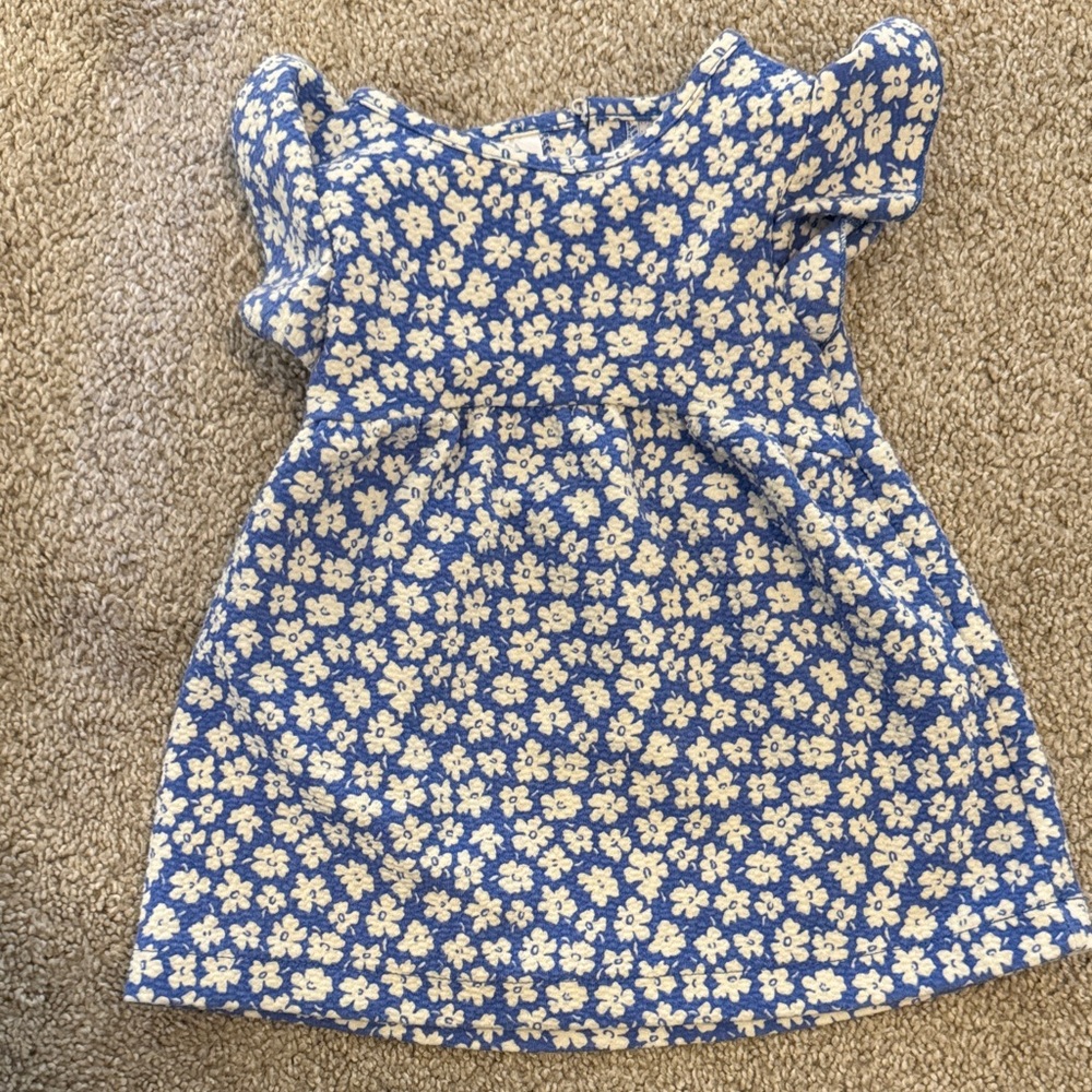 Zara Blue and Cream Floral Kids Dress